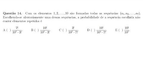 Combinatória e Probabilidade - ITA 2017 - Objetiva - Questão 14
