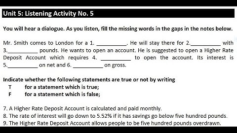 Unit 5: Listening Activity No.5