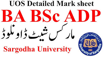 BA BSc ADP 2nd Annual 2024 Result UOS | ADP Detailed Marksheet 2024 Supply UOS | BA BSc UOS ADA ADS