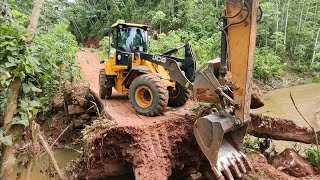 PÁ CARREGADEIRA JCB 426ZX CONSERTANDO CABECEIRA DE PONTE JUNTO COM ESCAVADEIRA HIDRÁULICA EX 130B