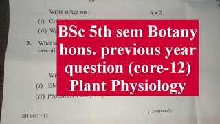 BSc 5th sem Botany hons previous year question | core - 12 | Berhampur University