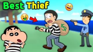 Shinchan and Nobita are Best Thief 😱 || 😂 Funny Game Thief Simulator