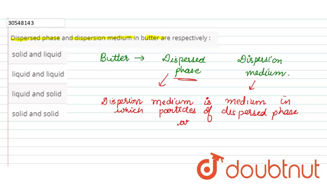 Dispersed Phase And Dispersion Medium In Butter Are Respectively 