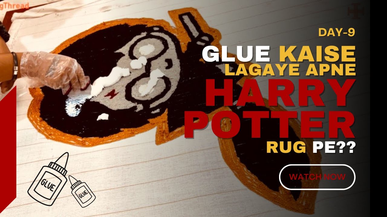 How to Apply Glue on a Tufted Rug | Harry Potter Rug Day 9 | Beginner Rug Making Guide