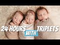 A DAY IN THE LIFE WITH TRIPLETS- 24 Hours with newborn triplets 2020 - First Time Parents