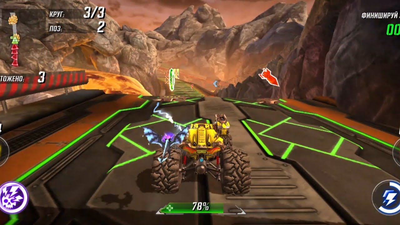 PART-4 Big monster truck showdown,fire,rockets,shield.Большие монстр траки соперничают.