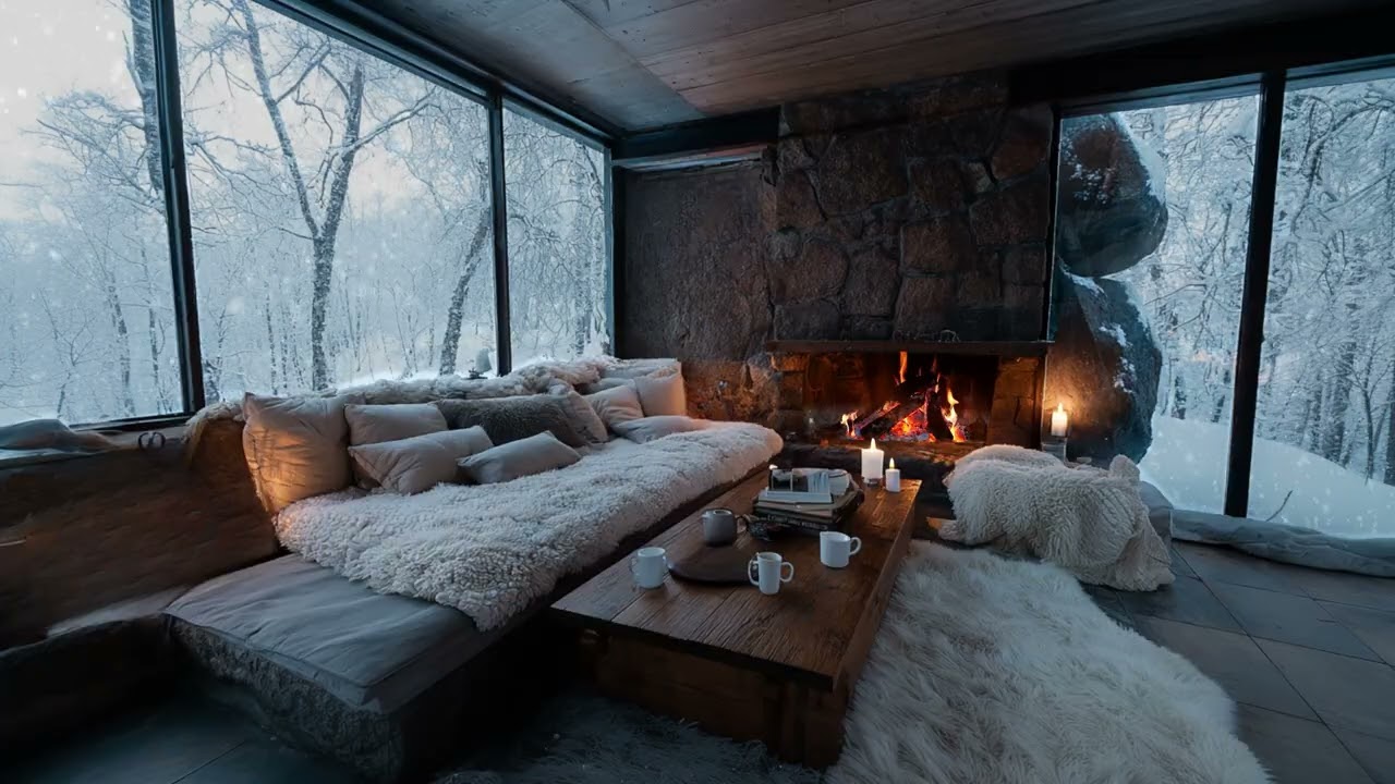 Gentle Snow Whisper & Warm Hearth | The Perfect Ambience For Deep Sleep, Focus And Relaxation