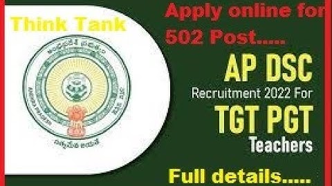 AP DSC TET& TRT Recruitment 2022| 502 Post | PGT,TGT&TRT | Full Details | How to apply | Syllabus