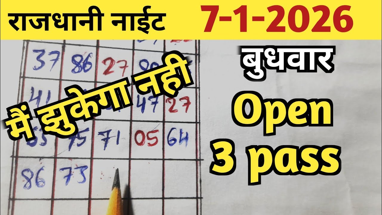 RAJDHANI NIGHT TODAY MATKA TRICK 7/1/2026 WEDNESDAY/मैं झुकेगा नही