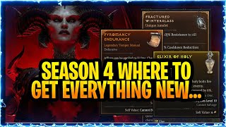 Diablo 4 Season 4 Where to get New Materials, Unique Items, Crafting items Tempering Recipe Guide