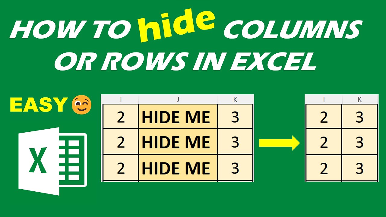 How to hide unhide a column or a row in excel - YouTube