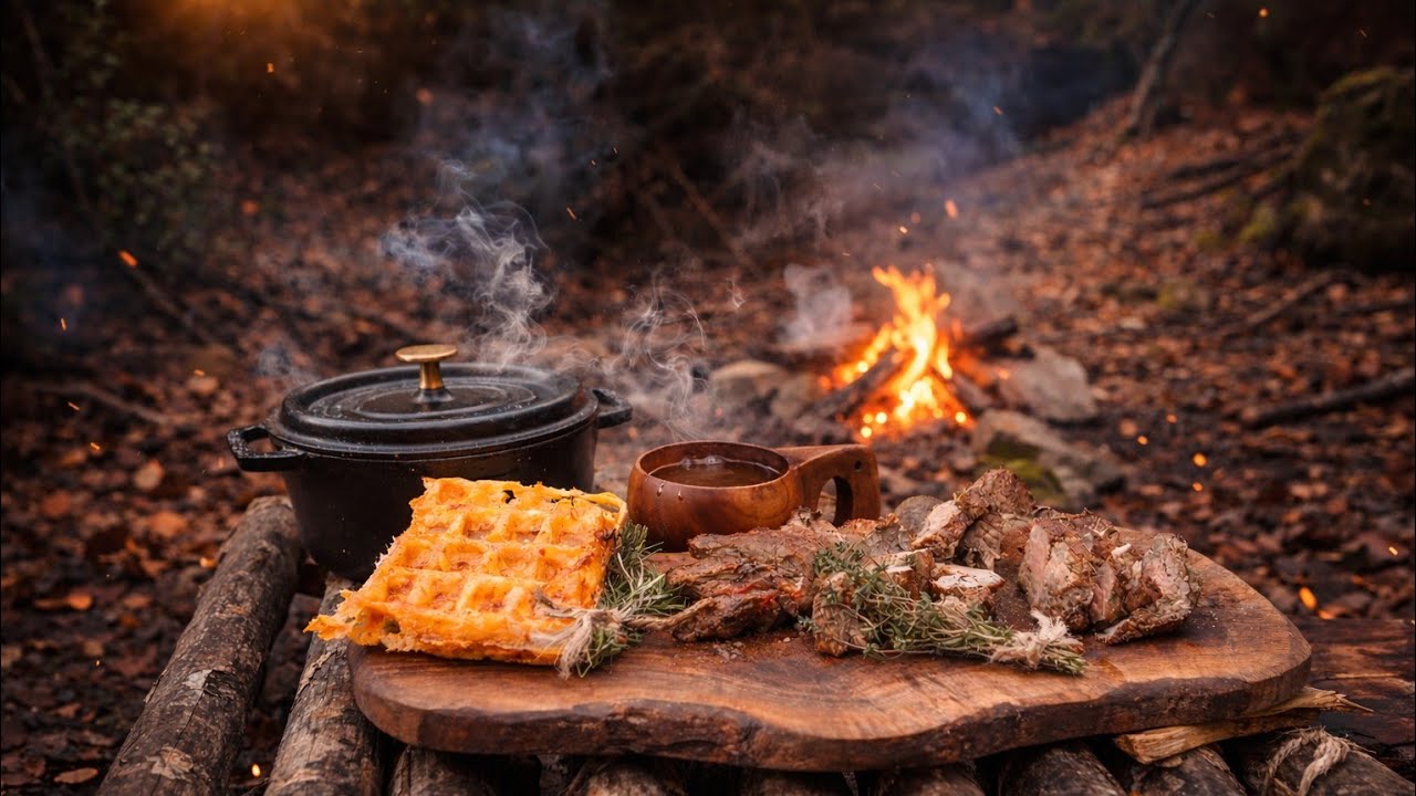 Enjoy a Medium Steak and Potato Crafle  - Cooking Outdoor