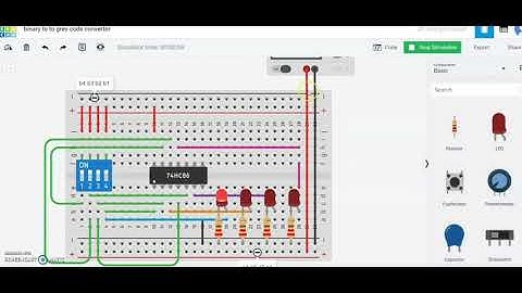 binary to gray code converter using tinkercad || simulation