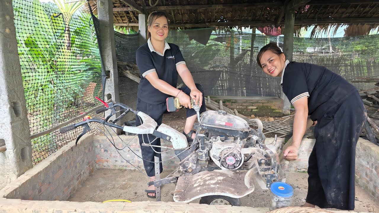 The girl repaired and completely refreshed agricultural plows for a long time.