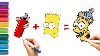 How to Draw BART +  SPRAY PAINT (The Simpsons) EASY step by step