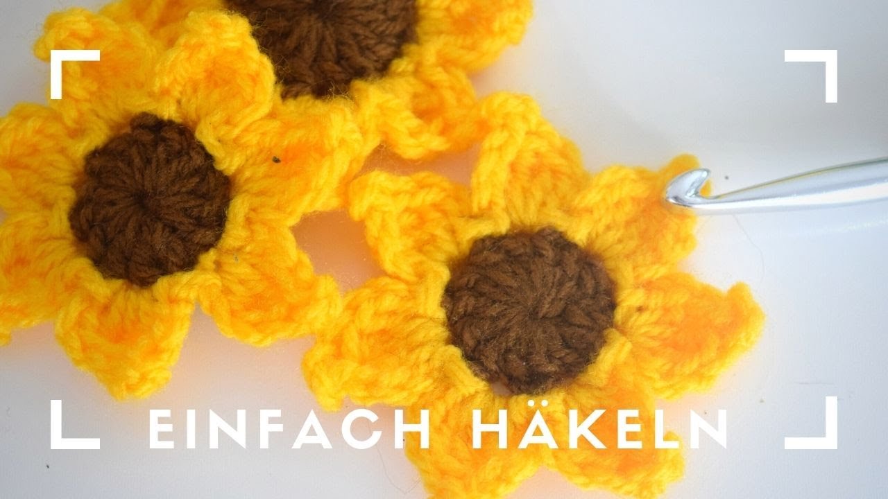 Super einfache Sonnenblume häkeln, Blume häkeln 