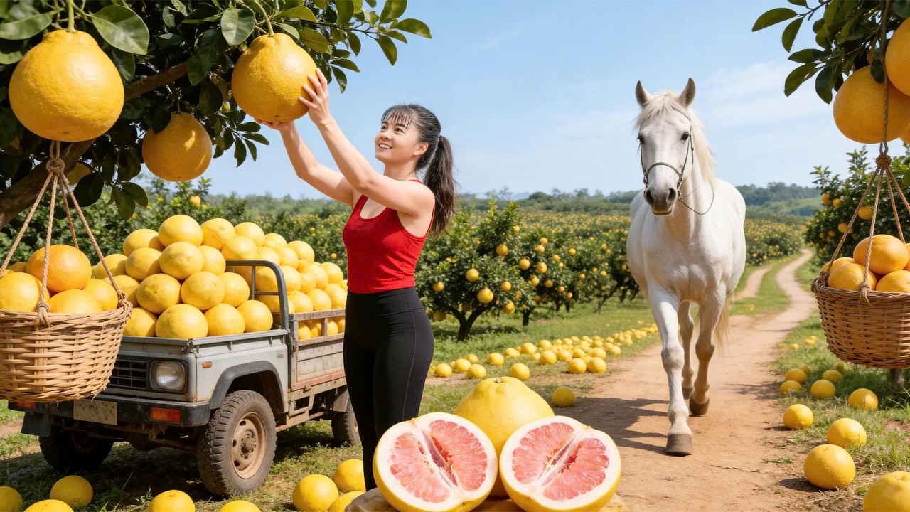 Harvesting Grapefruit for Tet | Selling at the Village Market | Grapefruit Garden Life