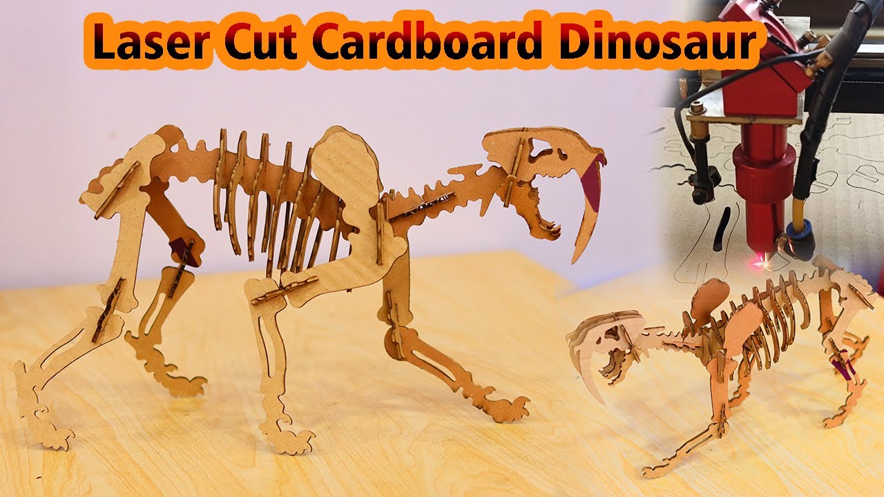 How to make Laser Cut Cardboard 3D Puzzle Dinosaur Model | DIY Kids ...