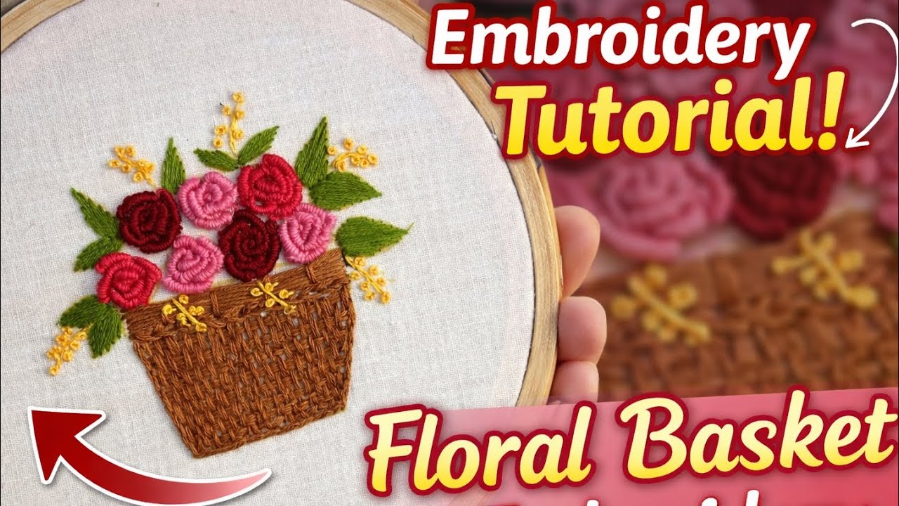 Easy Floral basket for beginners ✨✨(Bullion stitch)