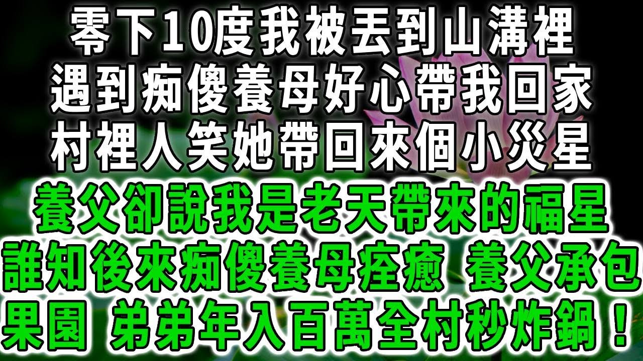 零下10度我被丟到山溝裡，遇到痴傻養母好心帶我回家，村裡人笑她帶回來個小災星，養父卻說我是老天帶來的福星，誰知後來痴傻養母痊癒 養父承包果園 弟弟年入百萬全村秒炸鍋！#荷上清風 #爽文