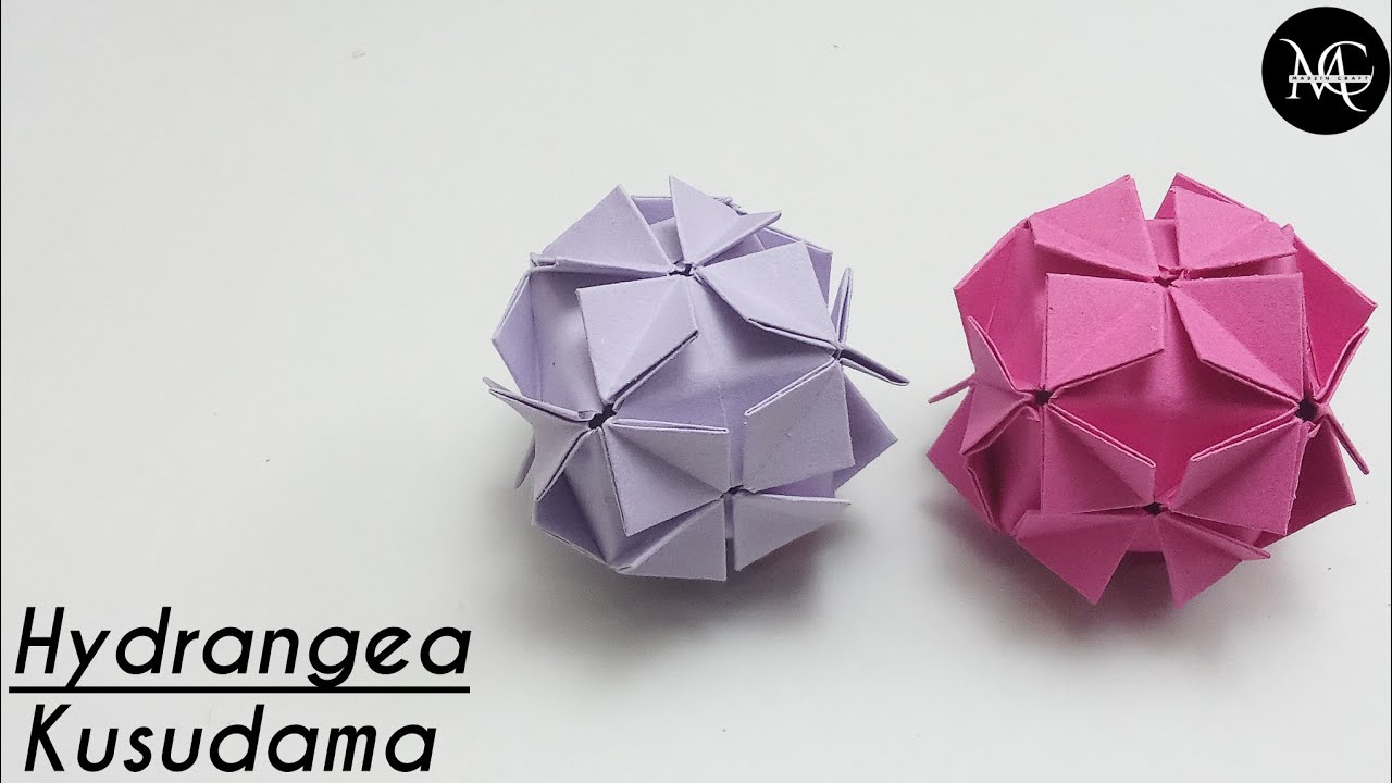 Hydrangea ball origami / How to make flower wall hanging from paper / Hydrangea ball