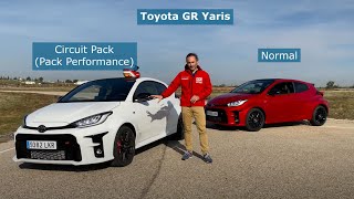 Test on track of Toyota GR Yaris with and without Pack Performance (in Spanish, English subtitles)