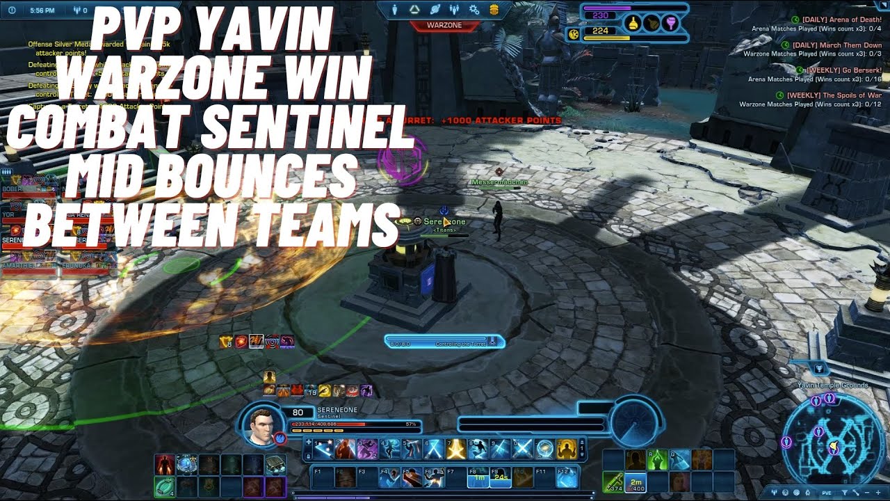 SWTOR - PVP Yavin Warzone Win Combat Sentinel Mid bounces between teams