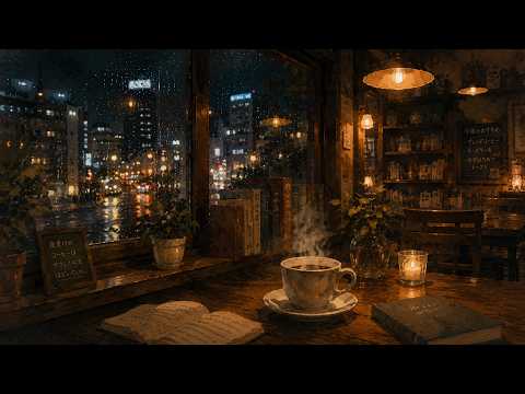 4 HOUR Late Night Coffee Shop ☕🌙 Smooth Jazz & Lofi for Sleep, Study & Relax - Cozy Midnight Cafe