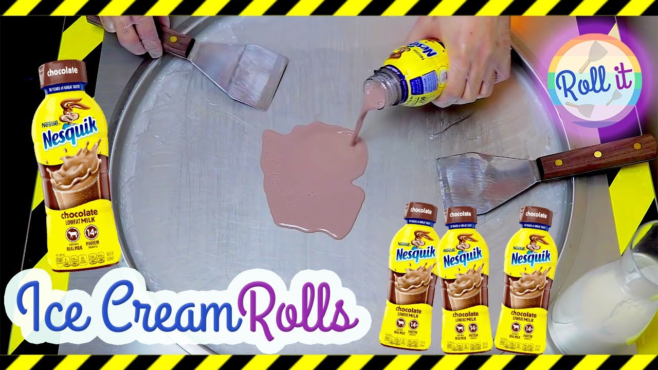 Nesquik Rolled Ice Cream Made with Nestle Nesquik Chocolate Drink Asmr Scratching YouTube
