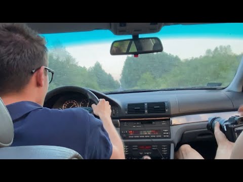 E39 540i 120-200km/h on bumpy forest road, all windows open.