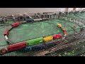 Burlington Northern Zephyr leads 16 Rolling Stock around the HO Gauge layout