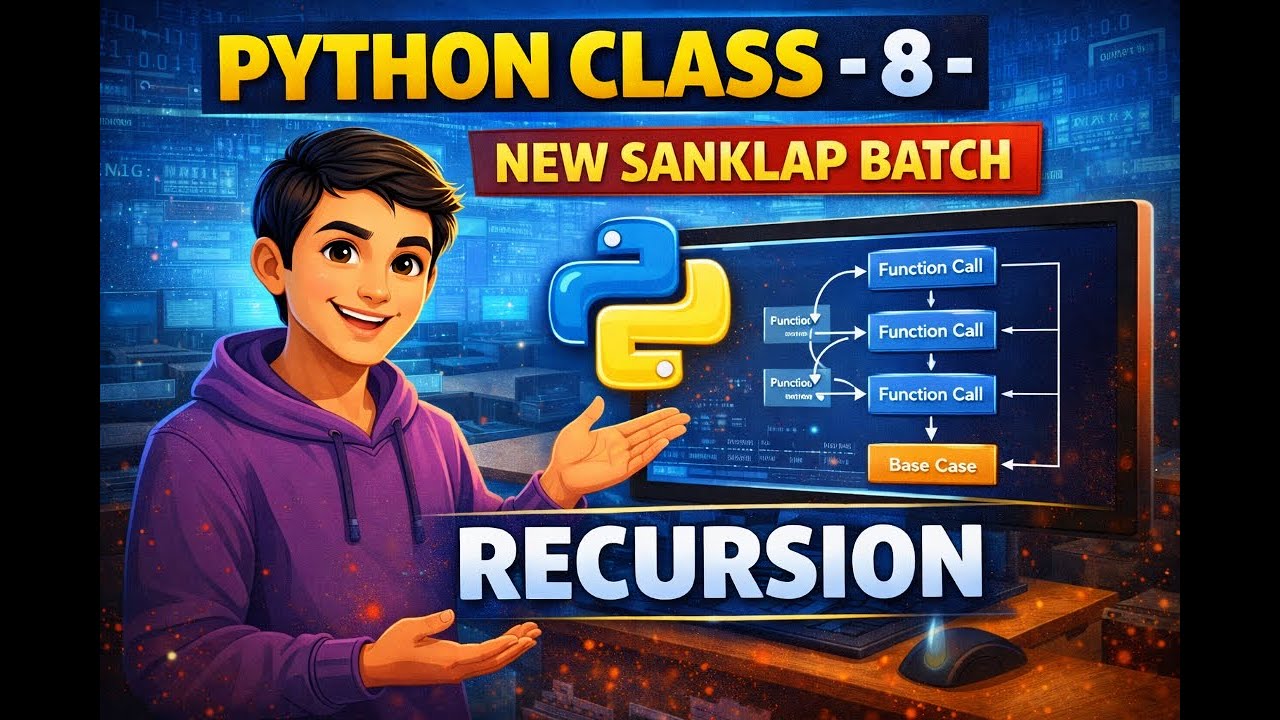 Python Class - 8 - New Sanklap Batch - Recursion - YouTube