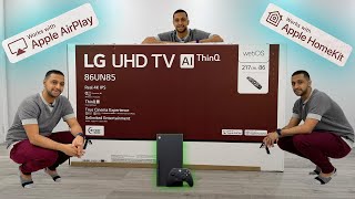 Massive LG 86" UHD TV Unboxing + Airplay Setup + HomeKit Setup + Xbox Series X Gameplay 4k 120 Hz