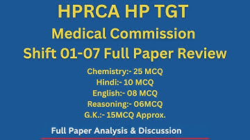 How many questions came from which topic? HPRCA HP TGT Medical Commission Dec 2025 Shift 01-07 Fu...