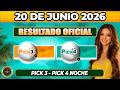 RESULTADO PICK 3 Y PICK 4 NOCHE HOY 20 de JUNIO 2026 🟡 #chance