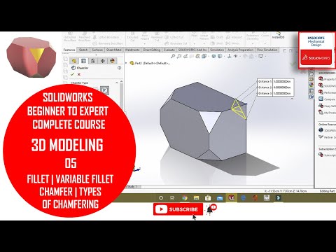 ⚡ Solidworks Fillet | Variable radius fillet Solidoworks | Chamfer | vertex chamfer in solidworks