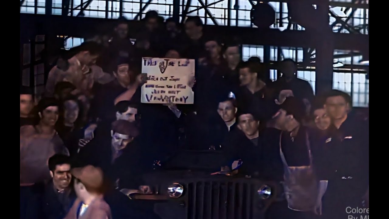 Last Ford Off Assembly Line Before War Conversion / Funeral of Henry Ford Colorized & HD