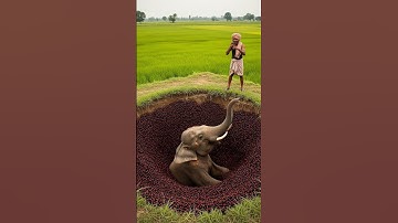 elephant slipped in the pit rescue workers saved it !