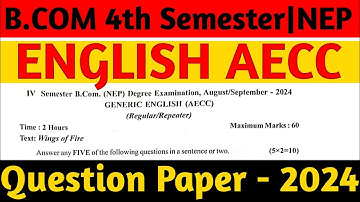 B.com 4th sem English AECC question paper 2024 | NEP | RCUB |