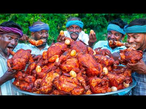FULL CHICKEN FRY with EGGS INSIDE | Chicken Fry Recipe Cooking in Village | Fried Chicken Recipe