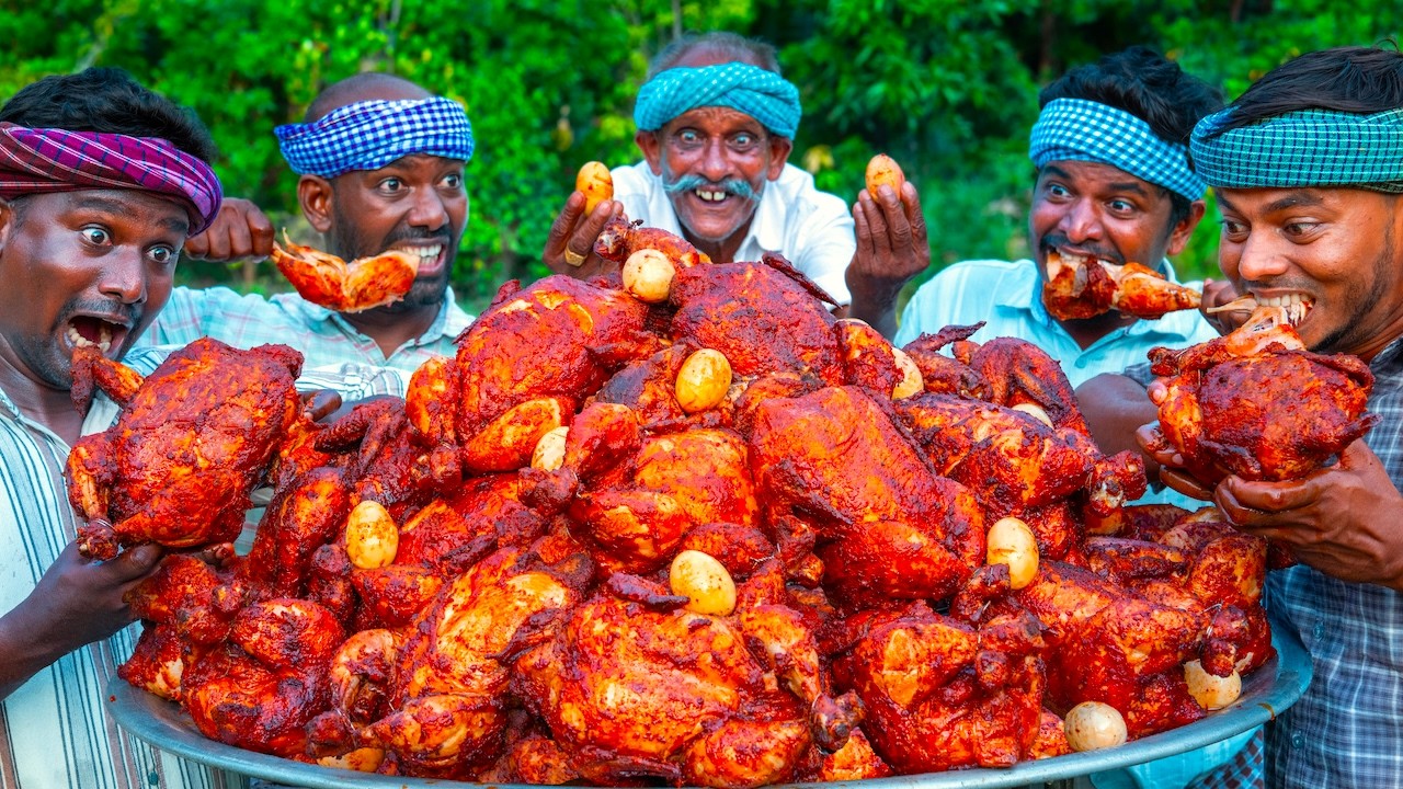 Whole Chicken Fry with Egg Stuffing | Village Style Fried Chicken Recipe