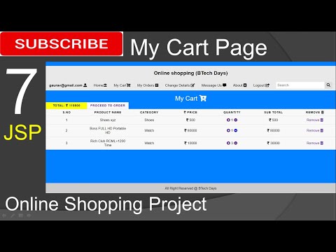 7. Online Shopping project in jsp - My Cart Page (Eclipse IDE,Tomcat Sever, MySQL Database)