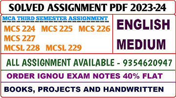 MCA Solved assignment 2023-24 /MCA Third Semester / Mcs 224, 225, 226, 227, Mcsl 228, 229 Assignment