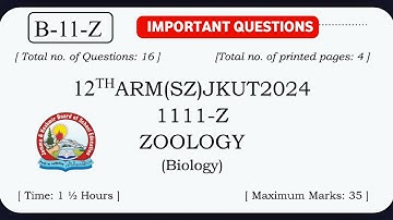 jkbose 12th biology paper 2024 | Zoology