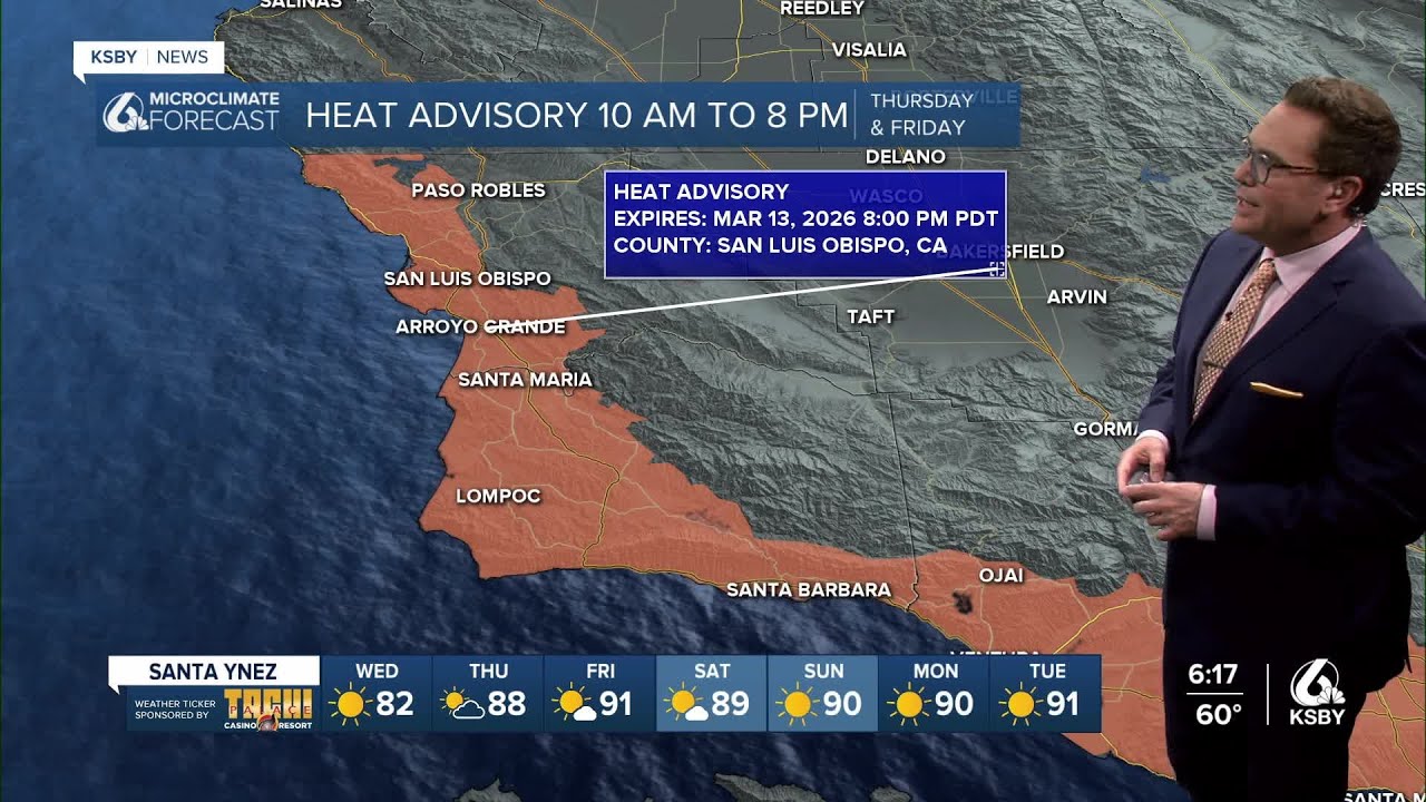 A Heat Advisory begins at 10 am on Thursday and continues until 8 pm ...