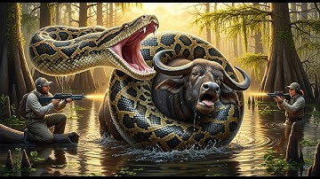 Brave Heroes Rescue Wild Buffalo from Giant Python🐍