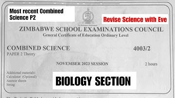 Zimsec November 2023, Combined Science Paper 2, Answers for Biology section