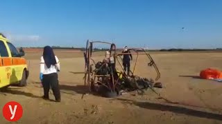 תיעוד: מטוס קל פגע בחוט חשמל - והתהפך על הקרקע תיעוד: מטוס קל פגע בחוט חשמל - והתהפך על הקרקע