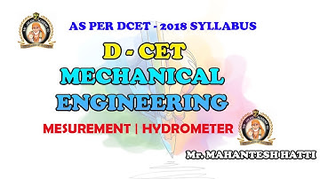 DCET 2020 |MECHANICAL ENGINEERING |HYDROMETER|