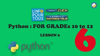Python Lesson 6 for Grades 10 to 12